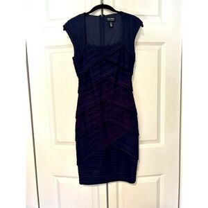 White House Black Market Women's Blue Bodycon Dress Size 2 Wedding